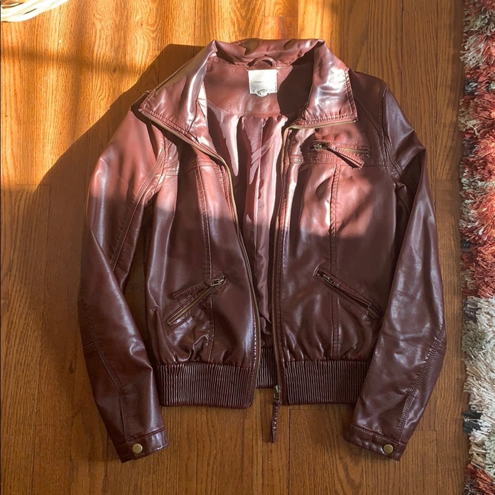 Vegan Leather Bomber Jacket Size Small